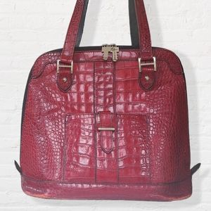 Crocodile Embossed Leather Tote Jack Georges